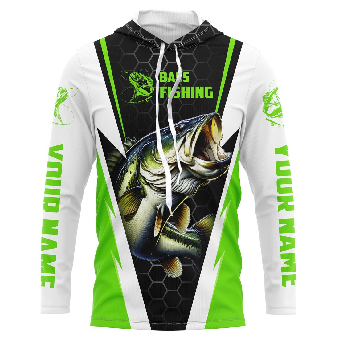 Custom Largemouth Bass Fishing, Bass Tournament Long Sleeve Fishing | Green