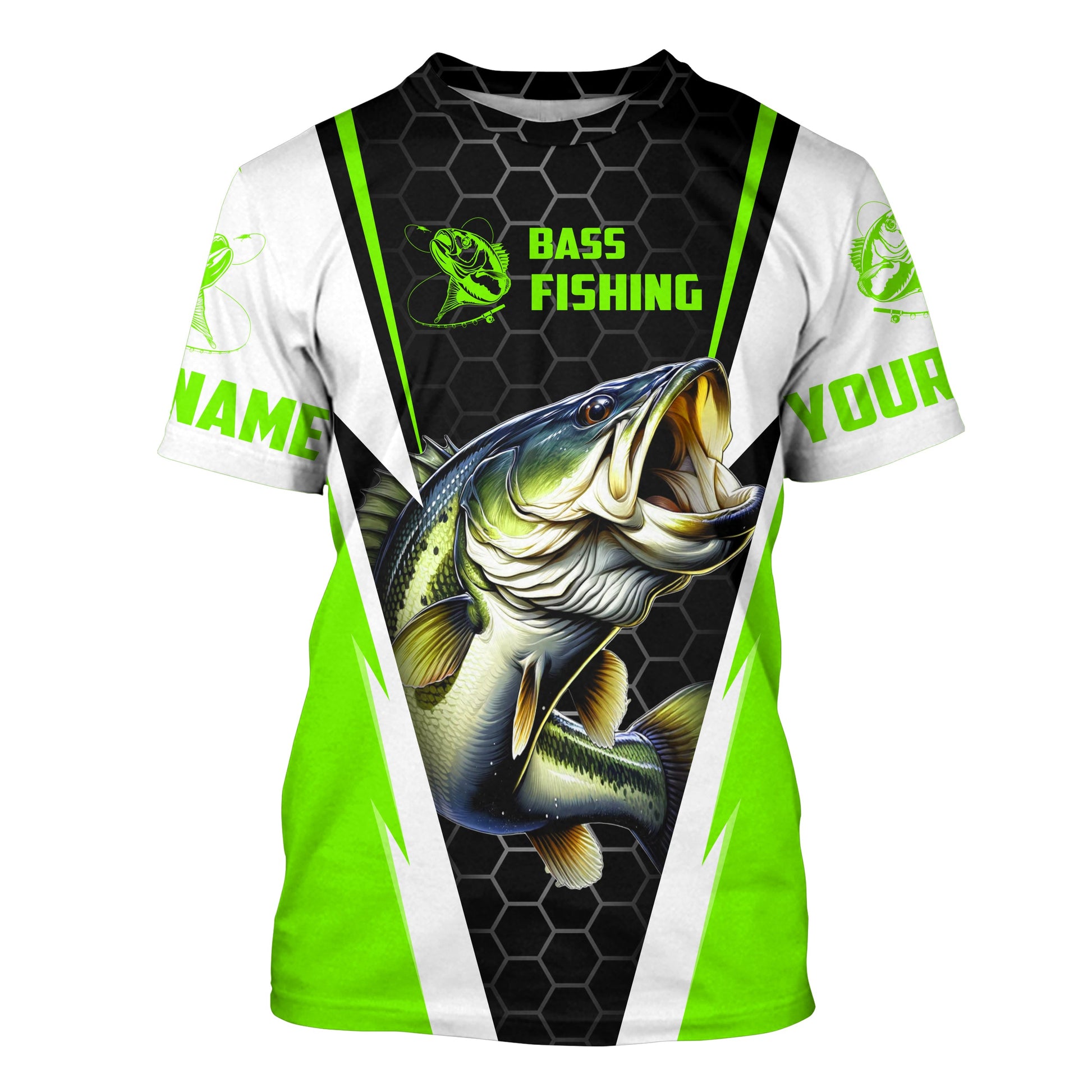 Custom Largemouth Bass Fishing, Bass Tournament Long Sleeve Fishing | Green