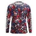 Red, White Blue Camo Custom Long Sleeve Performance Fishing, Patriotic Fishing