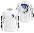 Tuna Fishing American Flag Custom performance Long Sleeve Fishing, Patriotic Fishing gifts