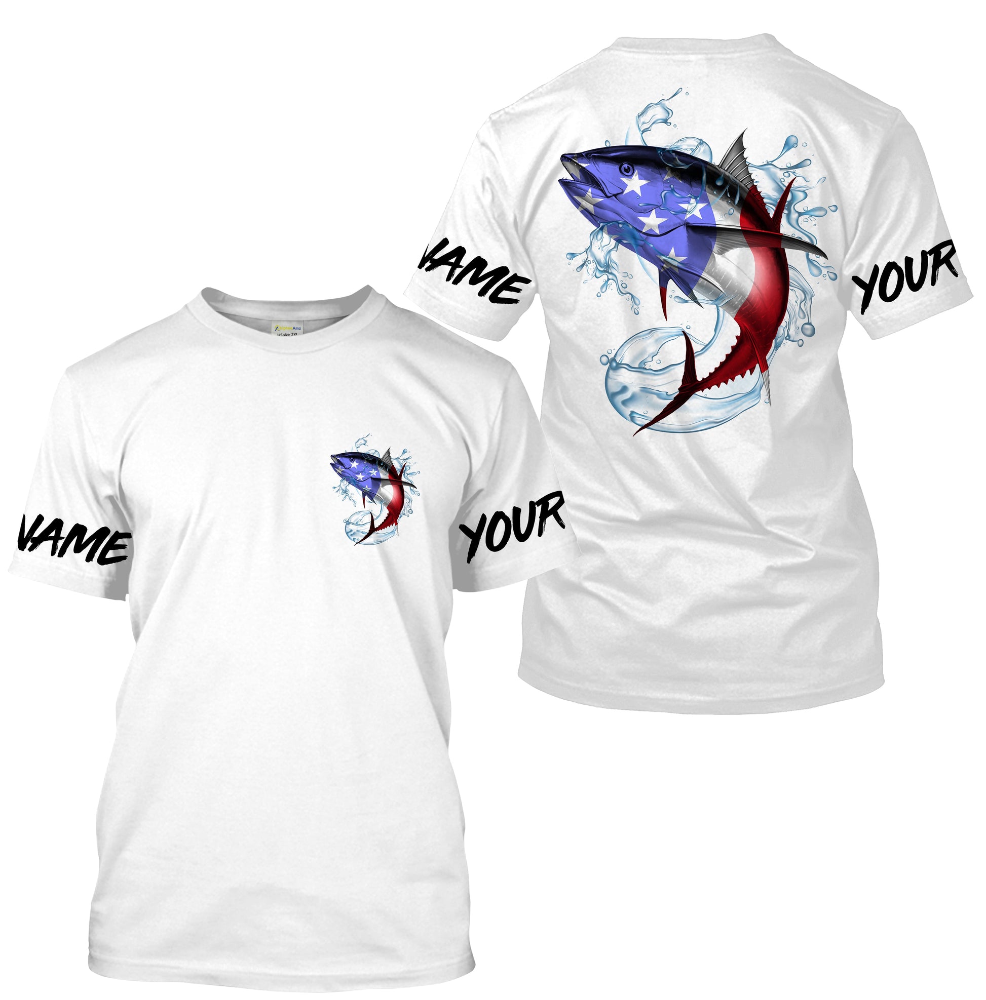 Tuna Fishing American Flag Custom performance Long Sleeve Fishing, Patriotic Fishing gifts