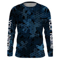 Dark blue camo Custom UV Long Sleeve performance Fishing, camouflage Fishing apparel