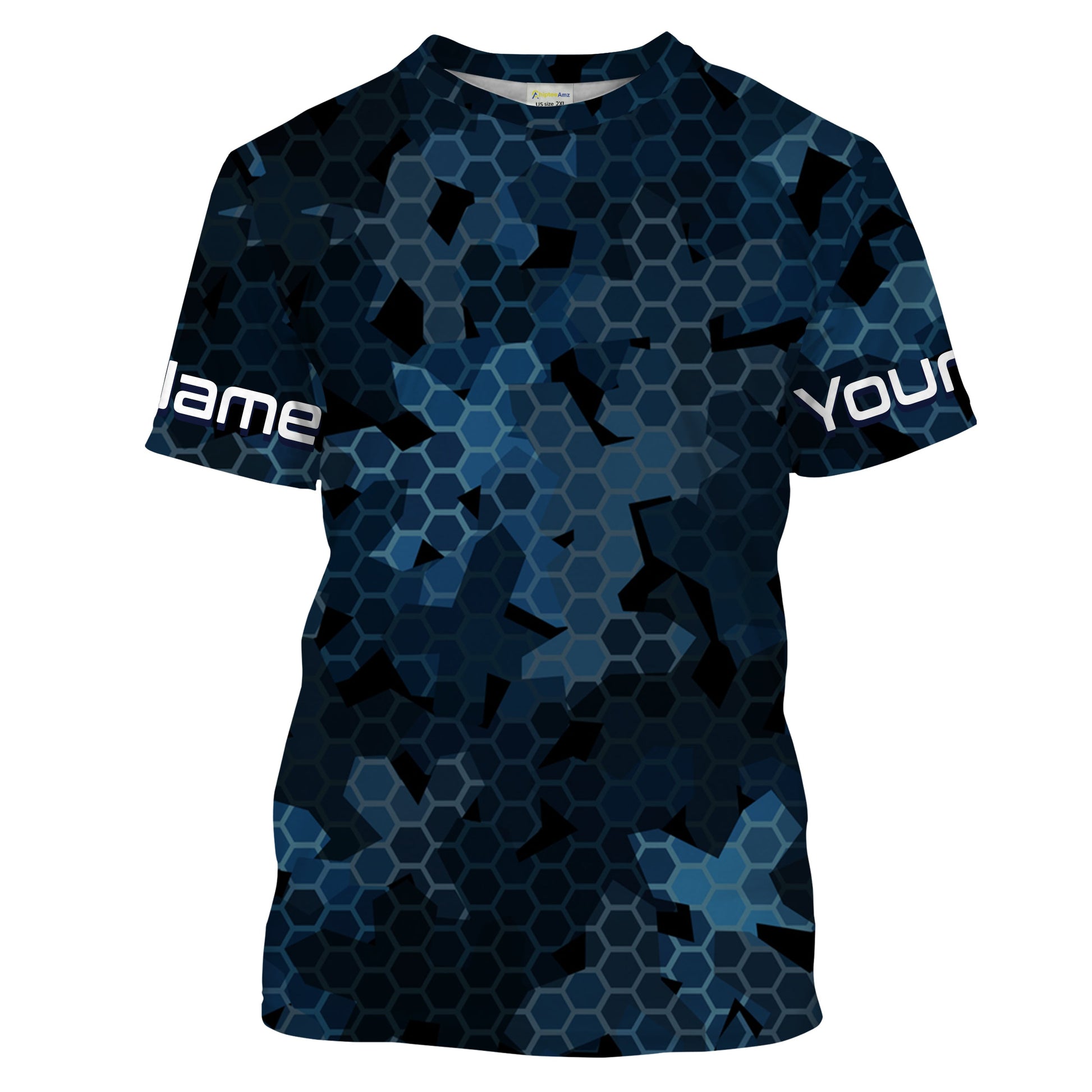 Dark blue camo Custom UV Long Sleeve performance Fishing, camouflage Fishing apparel