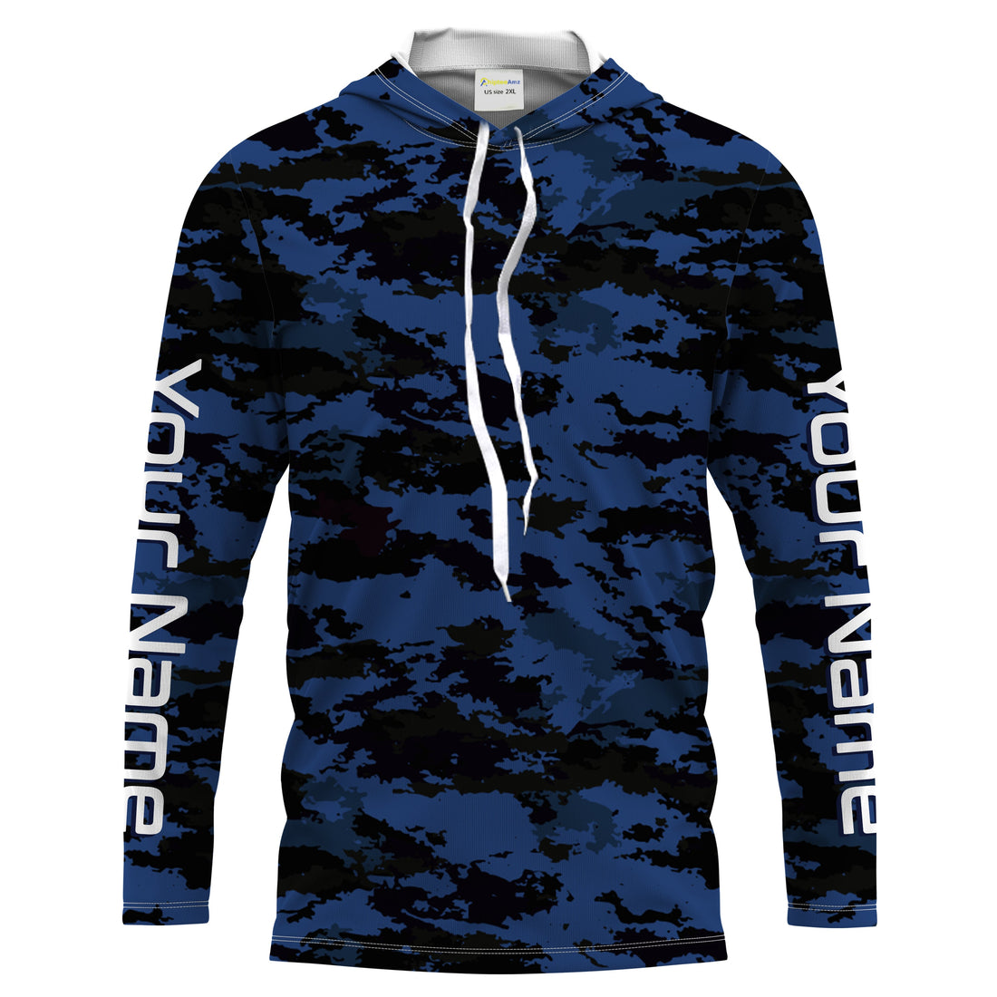 Dark blue camo Custom UV Long Sleeve performance Fishing, camouflage Fishing apparel