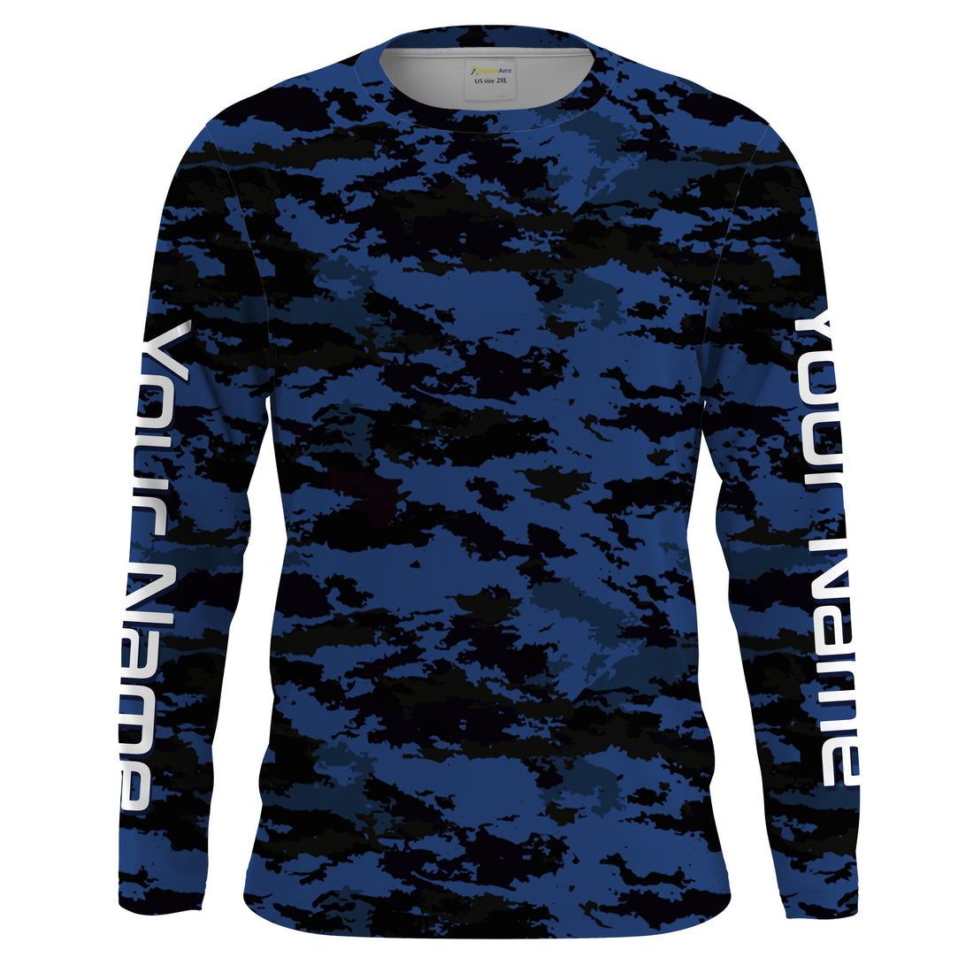 Dark blue camo Custom UV Long Sleeve performance Fishing, camouflage Fishing apparel
