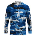 Blue camo Custom UV Long Sleeve performance Fishing, camouflage Fishing apparel
