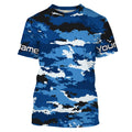 Blue camo Custom UV Long Sleeve performance Fishing, camouflage Fishing apparel