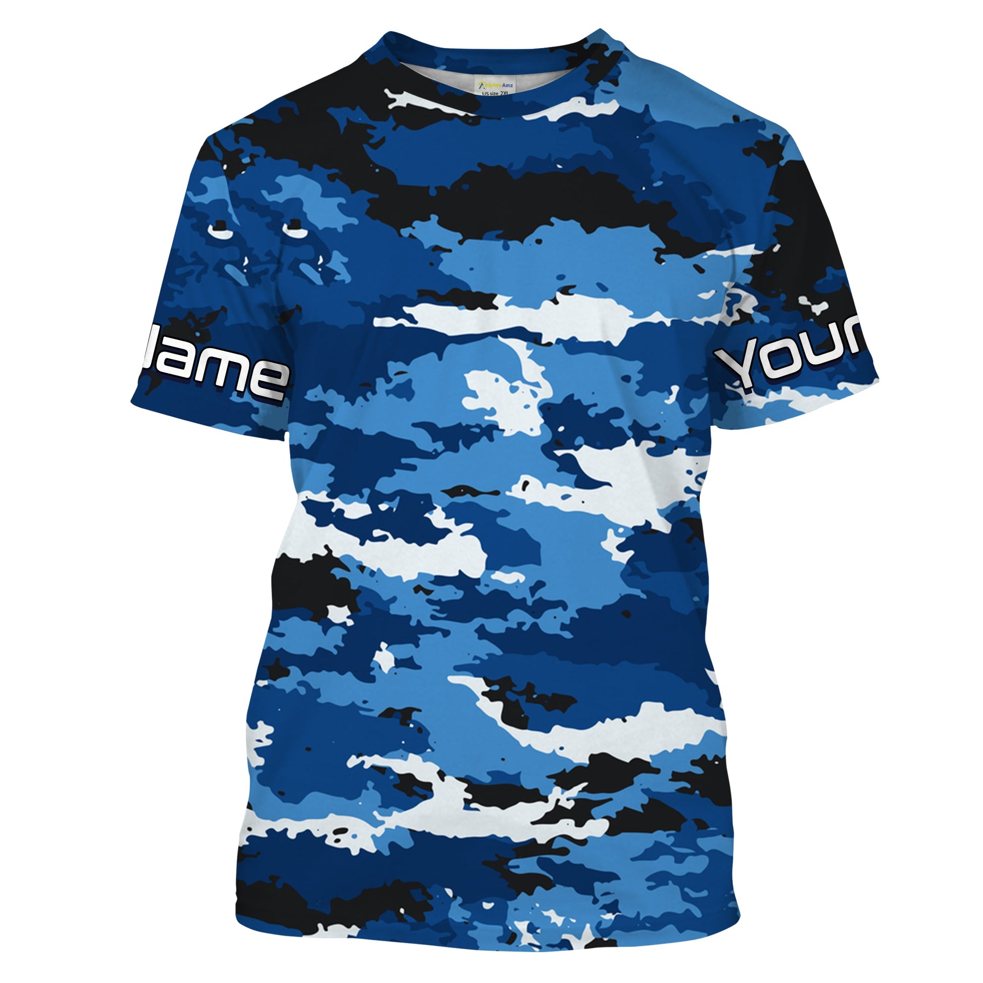 Blue camo Custom UV Long Sleeve performance Fishing, camouflage Fishing apparel