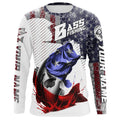 American Flag Bass Fishing Custom Long Sleeve Fishing, Patriotic Bass Fishing