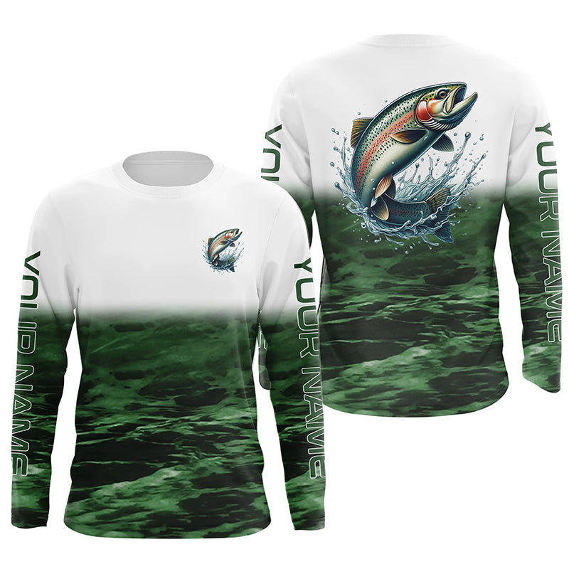 Rainbow Trout Fishing Custom Long Sleeve Tournament Fishing, Trout Fly Fishing | Blue