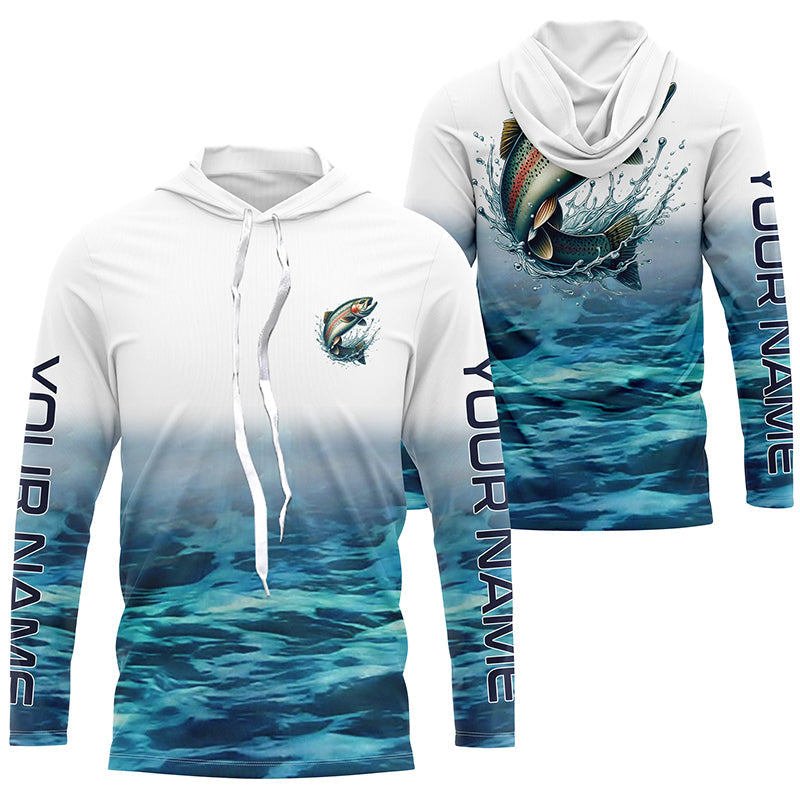 Rainbow Trout Fishing Custom Long Sleeve Tournament Fishing, Trout Fly Fishing | Blue