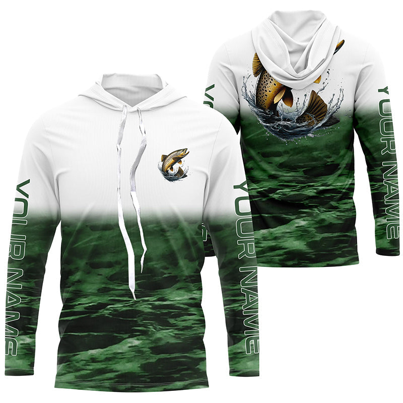 Brown Trout Fishing Custom Long Sleeve Tournament Fishing, Trout Fly Fishing | Blue