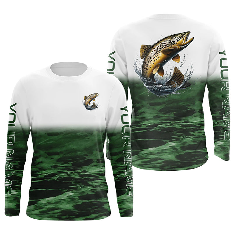 Brown Trout Fishing Custom Long Sleeve Tournament Fishing, Trout Fly Fishing | Blue