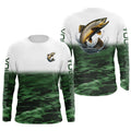 Brown Trout Fishing Custom Long Sleeve Tournament Fishing, Trout Fly Fishing | Blue
