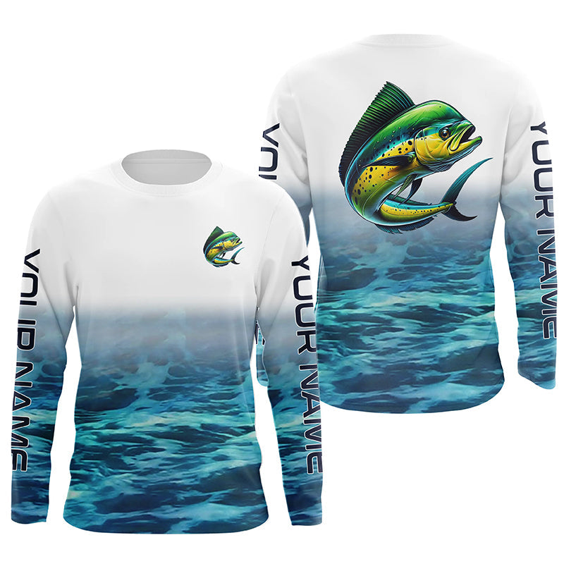 Mahi Mahi Fishing Custom Long Sleeve Performance Fishing, Mahimahi Saltwater Fishing