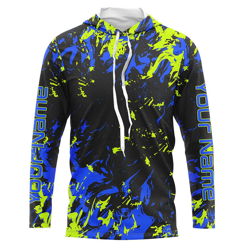 Black And Green Camo Custom Long Sleeve Performance Fishing Fishing