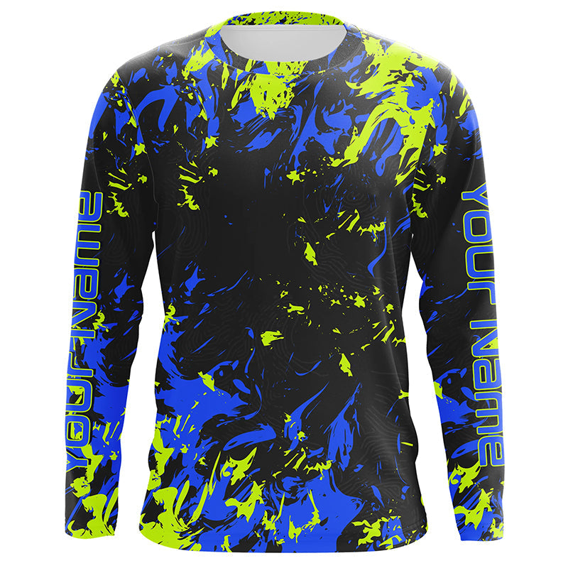 Black And Green Camo Custom Long Sleeve Performance Fishing Fishing