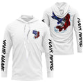 Bass Fishing American Flag Custom Long Sleeve Performance, Patriotic Bass Fishing