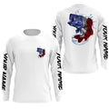Bass Fishing American Flag Custom Long Sleeve Performance, Patriotic Bass Fishing