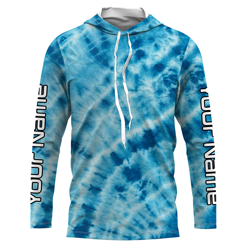 Personalized blue tie dye Long sleeve performance Fishing, Fishing gifts for Fisherman