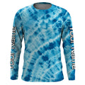 Personalized blue tie dye Long sleeve performance Fishing, Fishing gifts for Fisherman