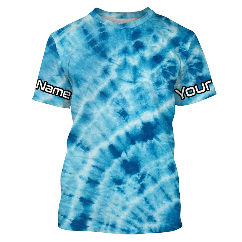 Personalized blue tie dye Long sleeve performance Fishing, Fishing gifts for Fisherman