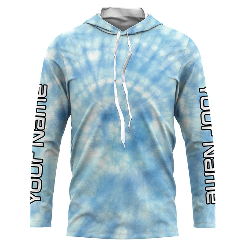 Custom blue spiral tie dye Long sleeve performance Fishing, Fishing gifts for Fisherman