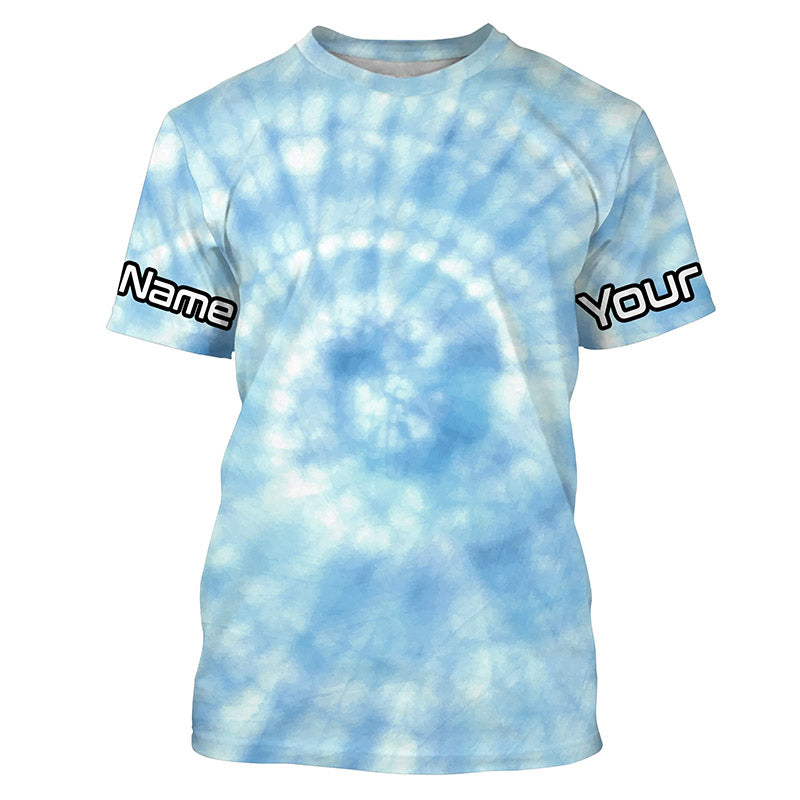 Custom blue spiral tie dye Long sleeve performance Fishing, Fishing gifts for Fisherman