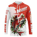 Merry Fishmas Custom Redfish Long Sleeve Christmas Fishing, Personalized Xmas Fishing Gifts