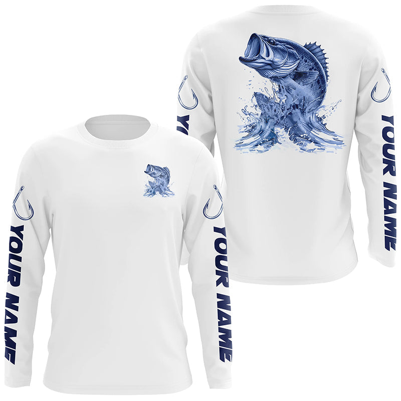 Personalized Largemouth Bass Long Sleeve Performance Fishing, Bass Fishing