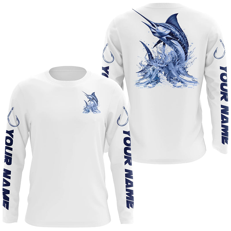 Personalized Marlin Long Sleeve Performance Fishing, Marlin Fishing