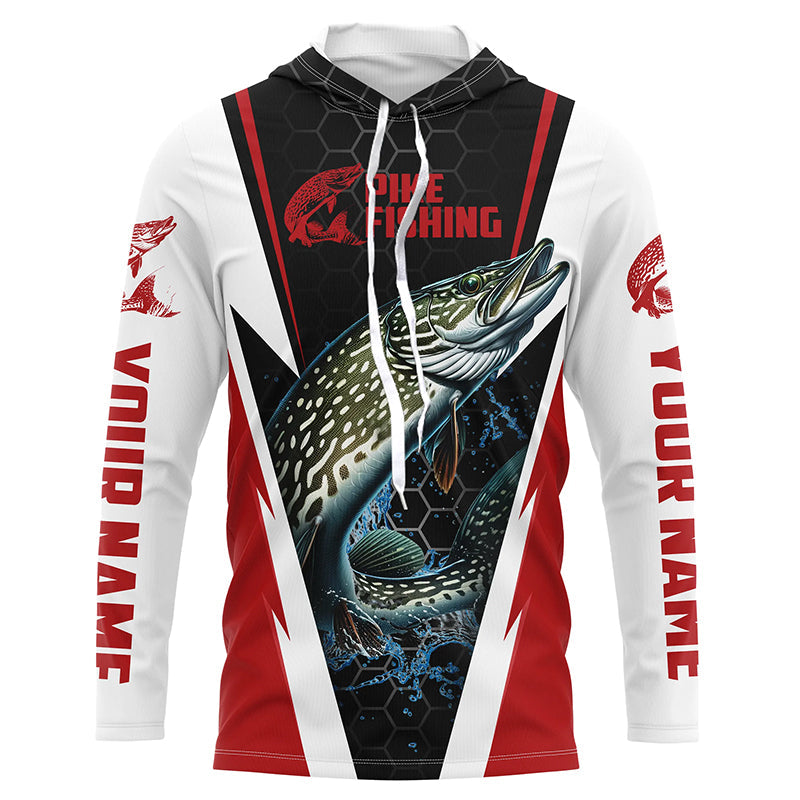 Custom Northern Pike Fishing, Pike Long Sleeve Performance Fishing | Red
