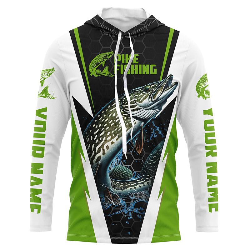 Custom Northern Pike Fishing, Pike Long Sleeve Performance Fishing | Green