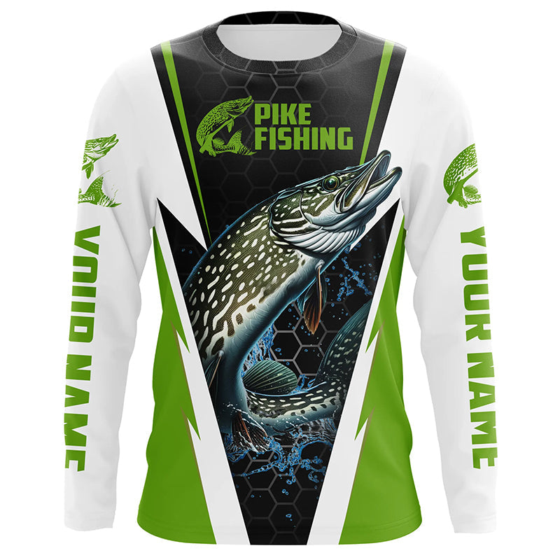 Custom Northern Pike Fishing, Pike Long Sleeve Performance Fishing | Green