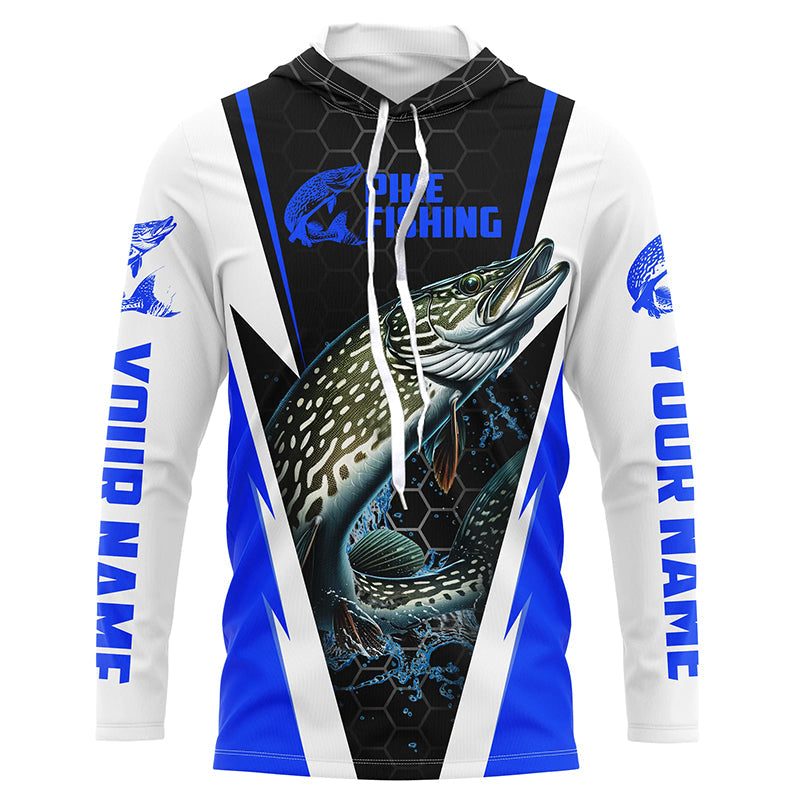 Custom Northern Pike Fishing, Pike Long Sleeve Performance Fishing | Blue