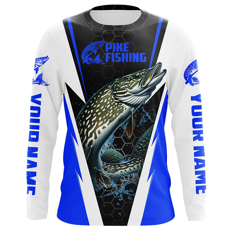 Custom Northern Pike Fishing, Pike Long Sleeve Performance Fishing | Blue