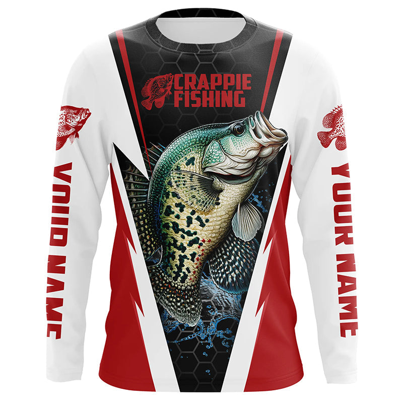 Crappie Fishing, Crappie Custom Long Sleeve Performance Fishing | Red