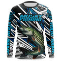 Musky Fishing Custom Long Sleeve Tournament, Blue Grass Camo Musky Fishing