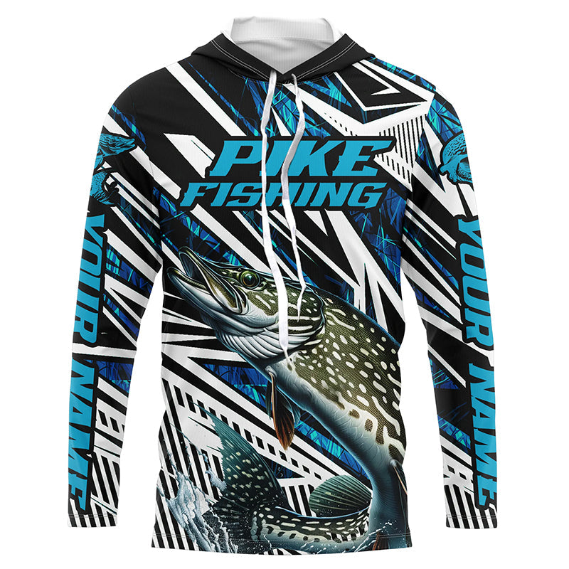 Pike Fishing Custom Long Sleeve, Blue Camo Pike Tournament Fishing And Women