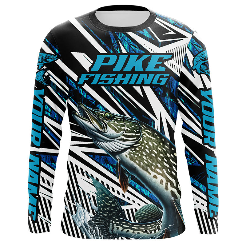 Pike Fishing Custom Long Sleeve, Blue Camo Pike Tournament Fishing And Women