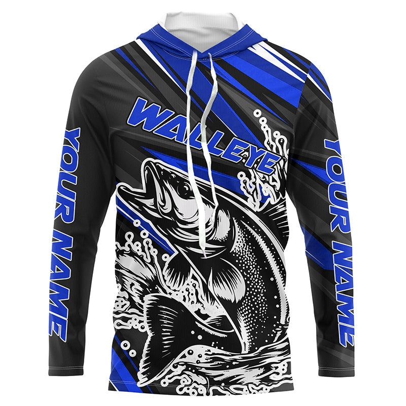 Personalized Walleye Fishing, Walleye Fishing Long Sleeve Tournament Fishing | Blue