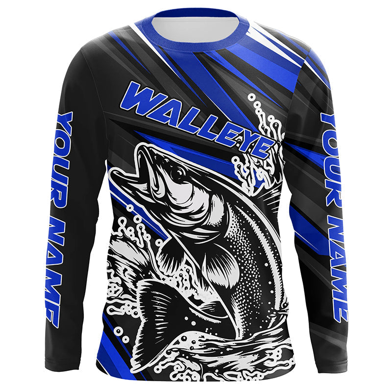 Personalized Walleye Fishing, Walleye Fishing Long Sleeve Tournament Fishing | Blue