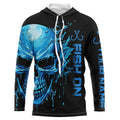 Fish On Fish Hook Custom Skull Long Sleeve Fishing, Skull Performance Fishing