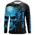 Fish On Fish Hook Custom Skull Long Sleeve Fishing, Skull Performance Fishing