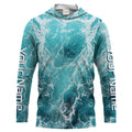 Custom Saltwater Long Sleeve performance Fishing, blue Sea wave camo Fishing