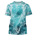 Custom Saltwater Long Sleeve performance Fishing, blue Sea wave camo Fishing