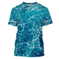 Custom Saltwater Long Sleeve performance Fishing for anglers | teal blue Sea wave camo Fishing