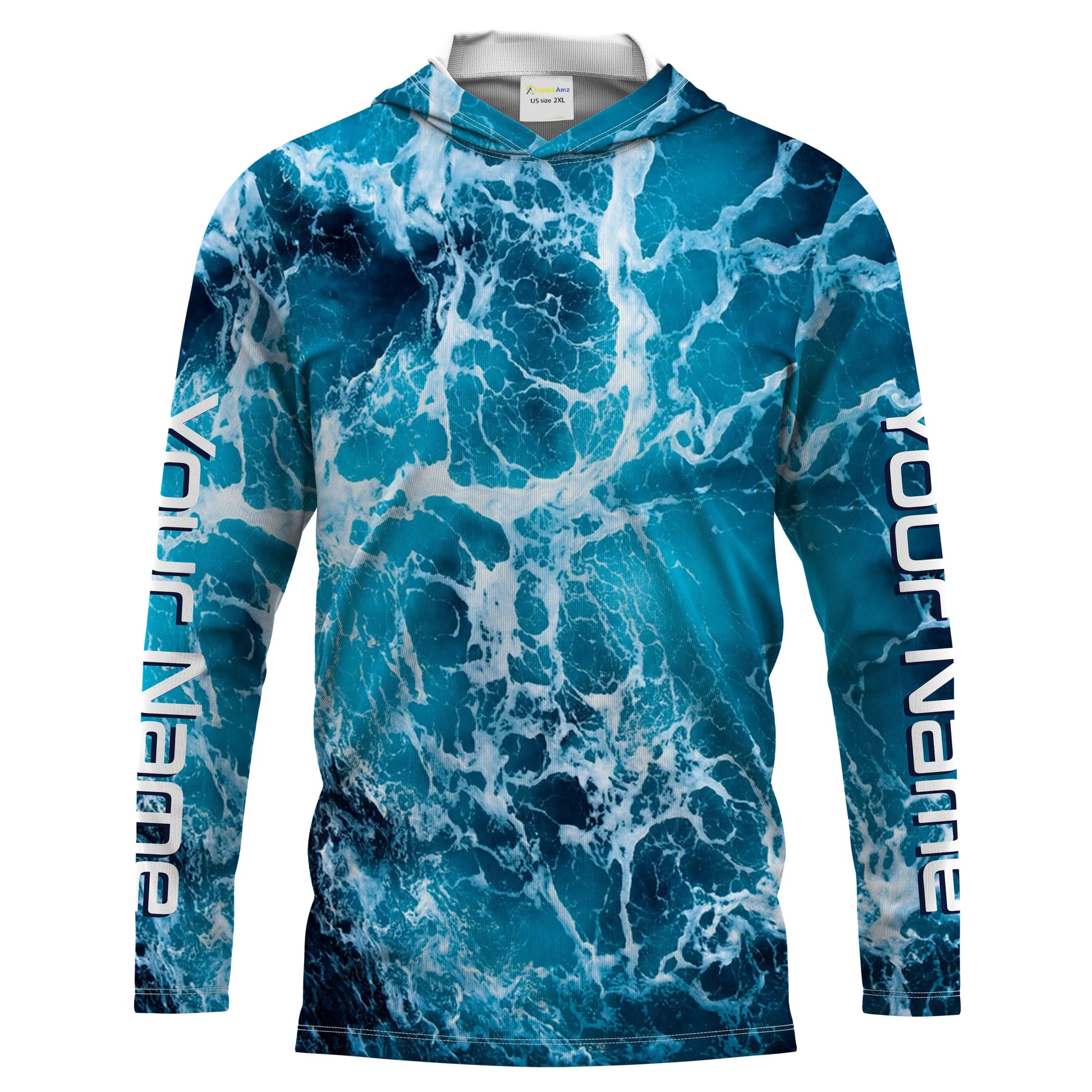 Custom Saltwater Long sleeve Fishing UV Protection, Sea wave camo Fishing