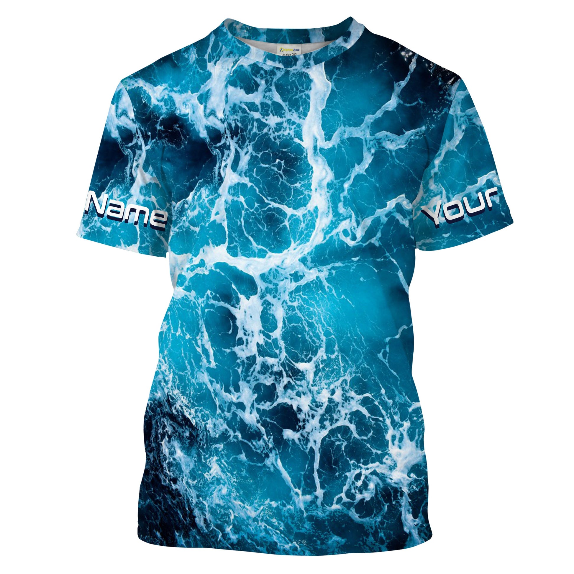 Custom Saltwater Long sleeve Fishing UV Protection, Sea wave camo Fishing