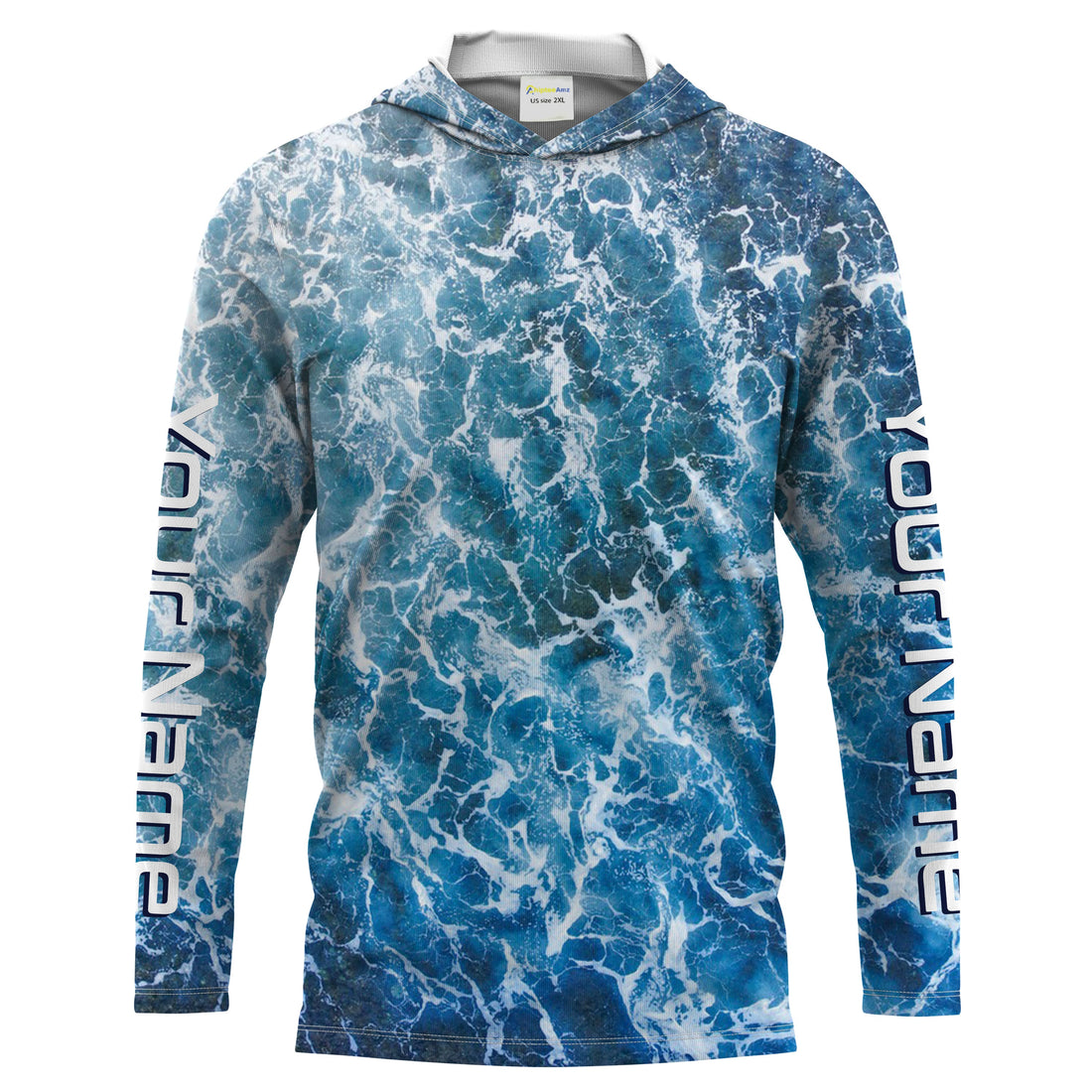 Custom Saltwater Long sleeve Fishing UV Protection, Sea wave camo Fishing
